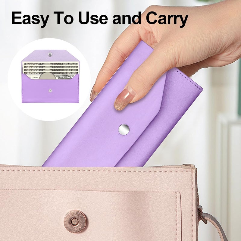 Nolcha Pu Leather Cash Envelope Wallet - Reusable Cash Stuffing Wallet for Men and Women -Purple - Image 5